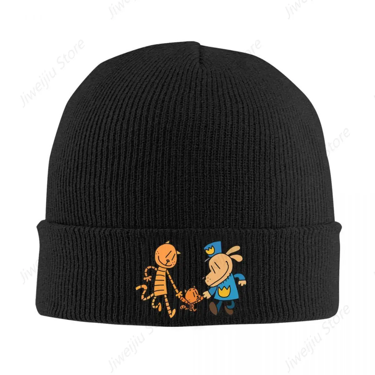 Dog Man, Lil Petey, And Big Petey Fan Art Warm Knitted Cap Bonnet Hat Autumn Winter Outdoor Beanies Hats for Unisex Adult