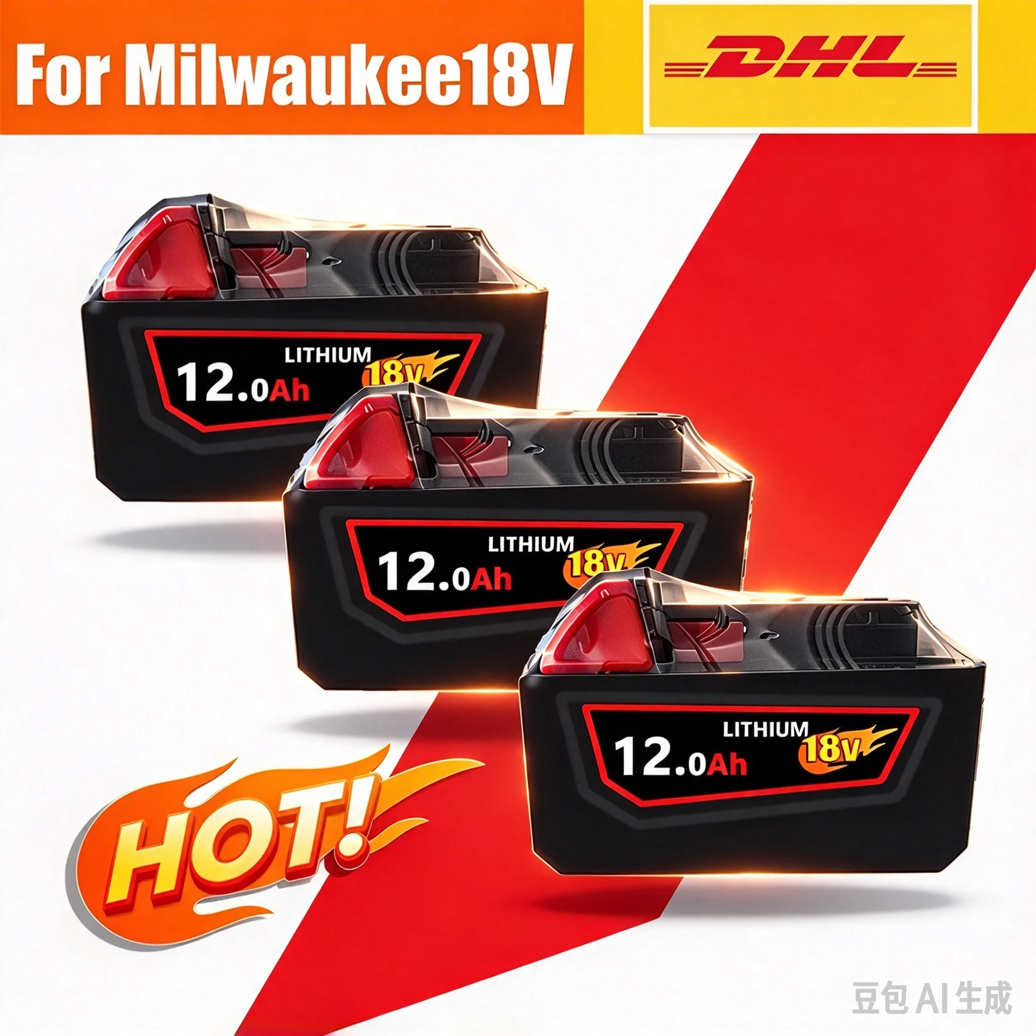 For Milwaukee 18V battery M18-HB3 high energy battery  12AH , original Milwaukee M12-18FC charger 48-11-1815