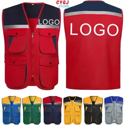 Nuovo gilet riflettente multitasche decorazione Logo personalizzato pubblicità sul lavoro abbigliamento da lavoro per motociclisti gilet da uomo e da donna