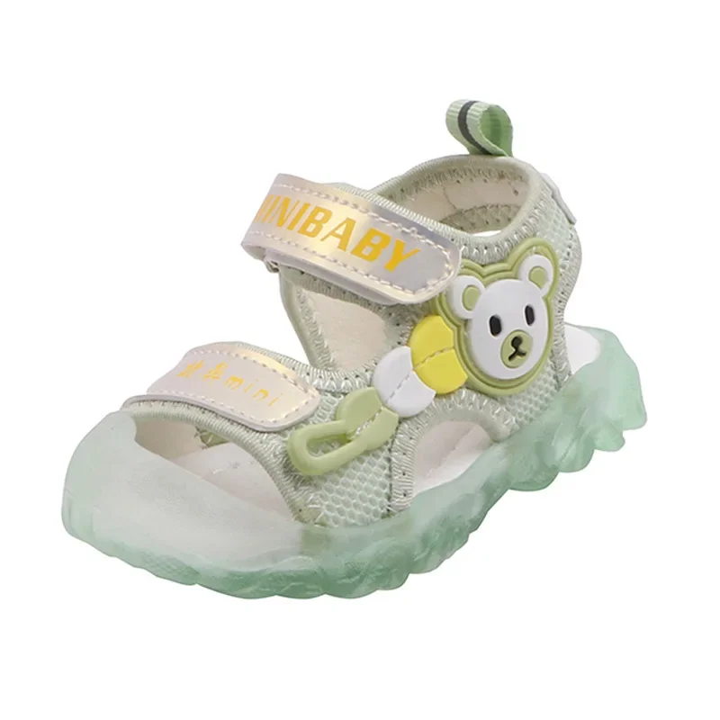 Kids Led Sandals Light Up Children Summer Cartoon Bear Glowing Sport Baby Girls Boys Flashing Soft Non-slip Casual Beach Shoes