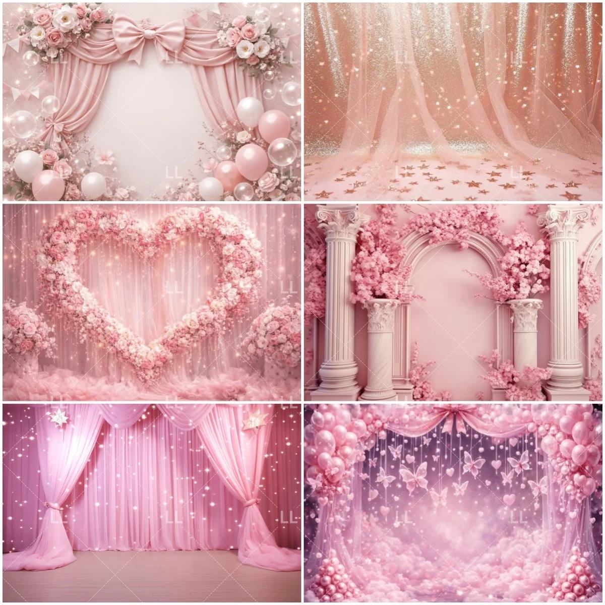 

Pink Flower Photography Backdrop Romantic Rose Background Weddings Birthday Party Decor Graduation Celebrations Banner Supplies