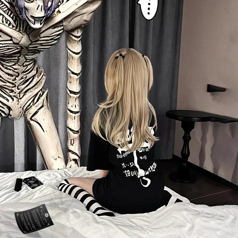 Anime DEATH NOTE MisaMisa Cosplay Costume Adult Women T-shirt Knee Over Striped Socks Y2k Casual Top Halloween Outfits