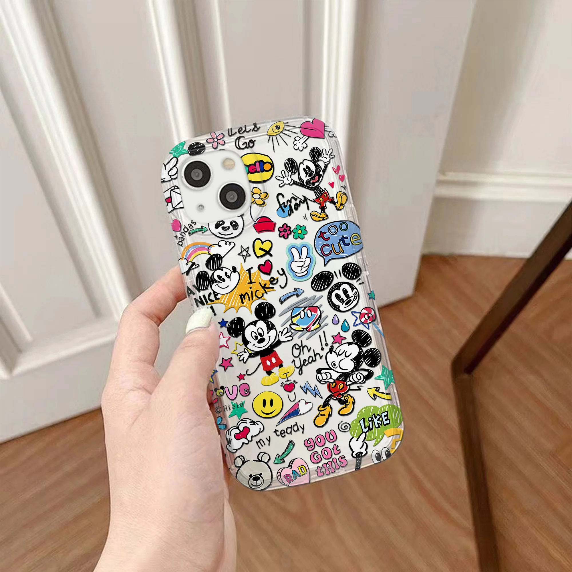 Funny Ins Cute Mickeys Mouse Clear Case for Xiaomi Redmi NOTE 8 9A 9C 9T 9S 10 11 12C K40 Pro Plus 4G 5G Airbag Shockproof Cover image 4