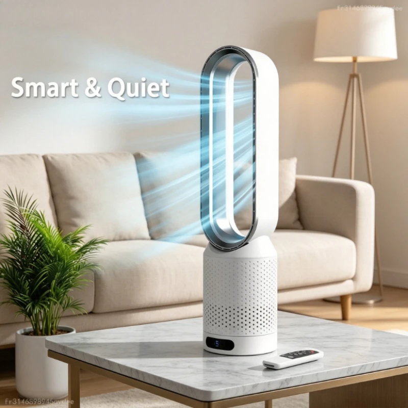 

2026 Quiet Bladeless Electric Fan Air Purification Circulation Tower Fan for Dormitory Home Floor Desk Portable