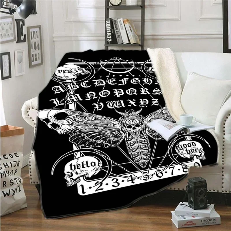 Blankets and Throws for Adults Kids Black Satan Skull Women Dead Head Mystical Circle Esoteric Halloween Blanket Demon Blanket