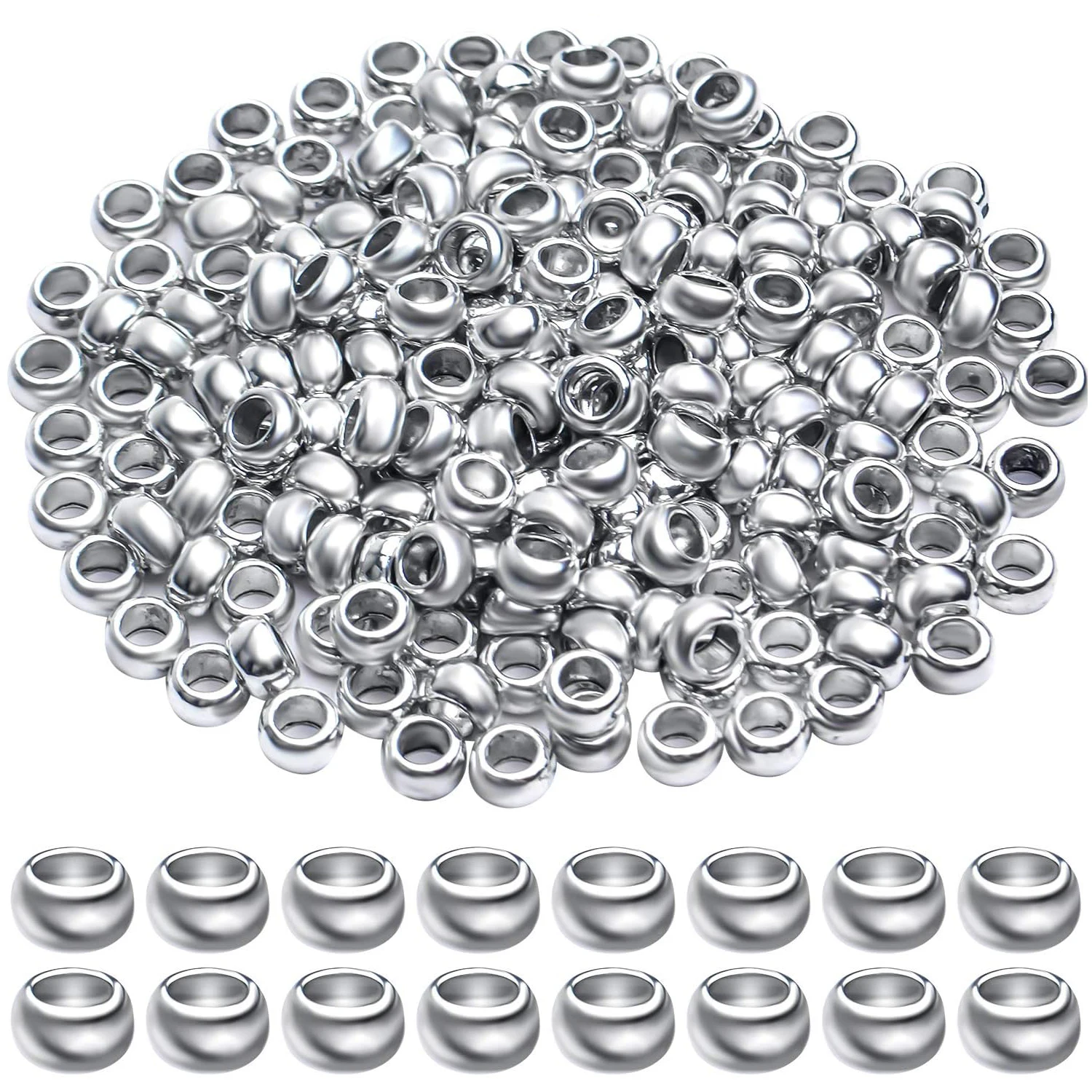

Tibetan Spacer Beads, 200pcs Spacer Beads Alloy Rondelle Spacers Tiny Smooth Loose Beads for Bracelet Necklace Jewelry Making