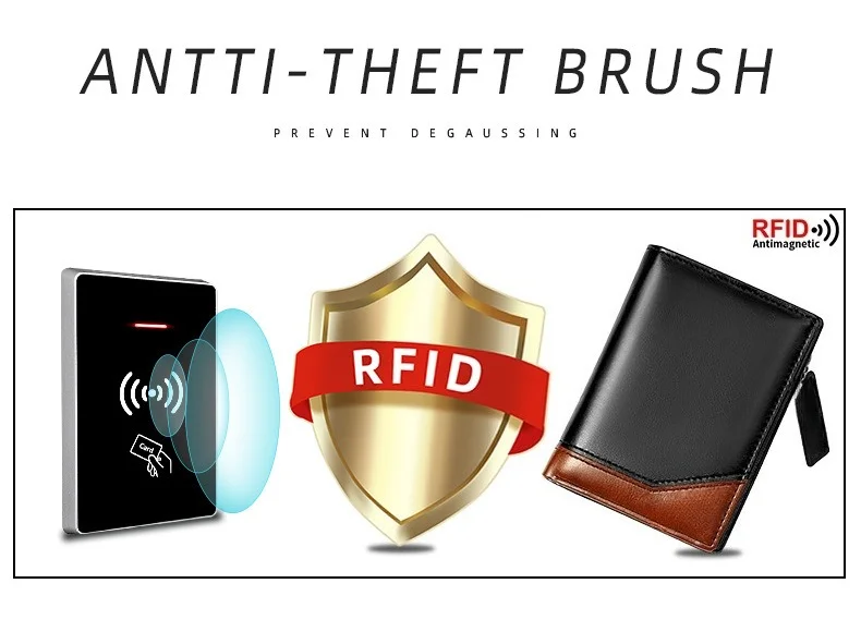 Schlanke Herren-Geldbörse mit RFID-Schutz aus PU-Leder, Minimalistisches Design, Schwarz, mit Bargeldfach und Reißverschluss-Münzfach, Reisezubehör – Detail 3