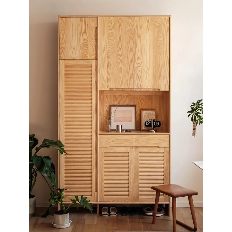 

Home shoe cabinet, entrance cabinet integrated to the top coat cabinet, pure solid wood door cabinet