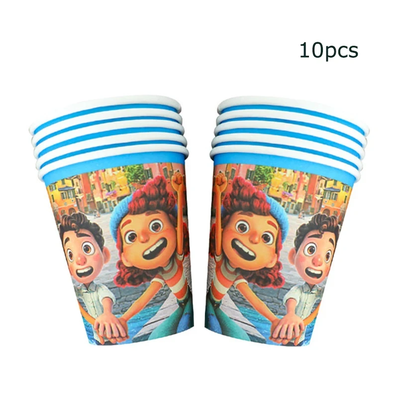 Disney Pixar Luca Birthday Supplies Disposable Dinnerware Tablecloth Cup Plate Gift Bag Banner for Kids Baby Shower Decorations