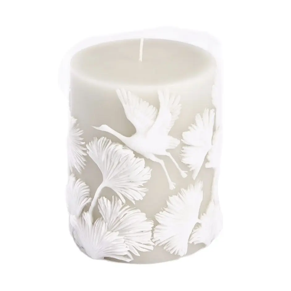 

Embossed feathers & Cranes Silicone Mold Decorative Candles Home Wedding DIY Cylindrical Aromatherapy plaster Mould