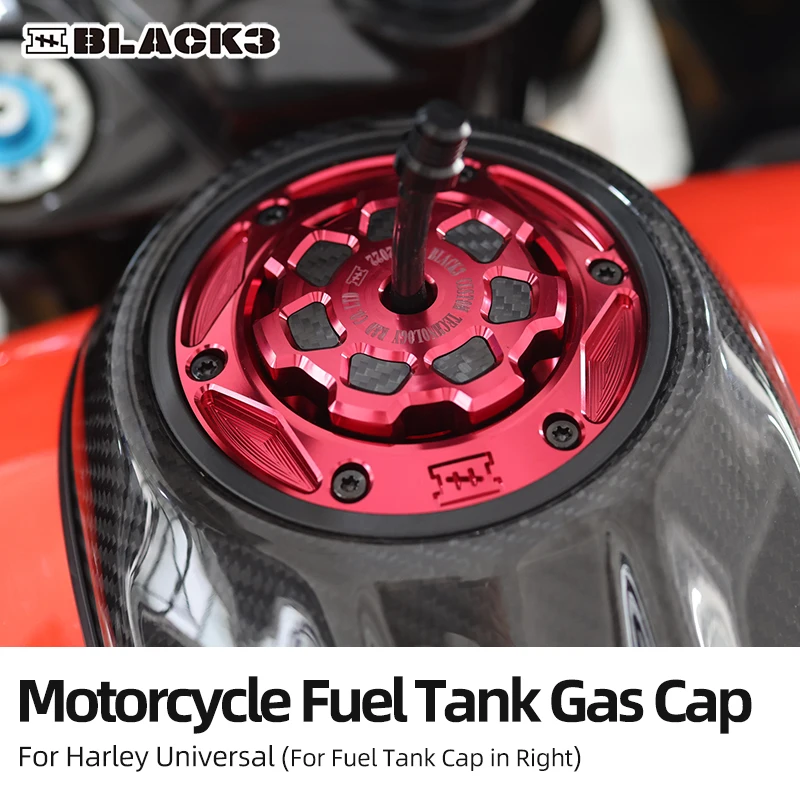 BLACK3 Motorcycle Fuel Tank Gas Cap Cover CNC Aluminum for Harley Davidson Touring Softail Sportster Dyna Motorcycle Accessories
