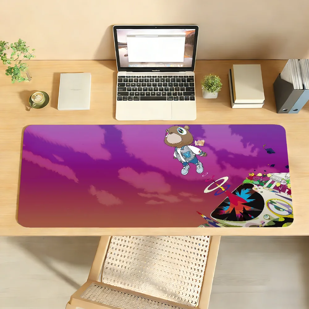 Mouse Pad Antiderrapante Singer K-Kanye W-West para Mesa, Acessório para PC e Laptop, Tapete de Borracha Grande para Teclado de Escritório, Decoração para Gamers