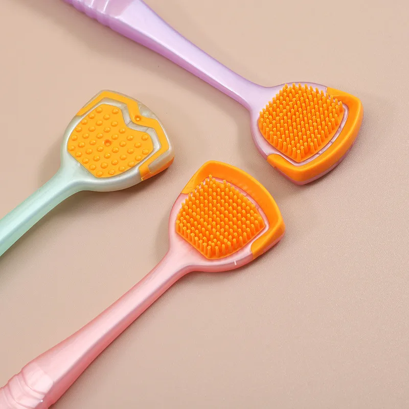 Soft Silicone Tongue Brush Tongue Coating Scraper Cleaning Toothbrush Mouth Fresh Breath Scraping Hygiene Oral Health Care