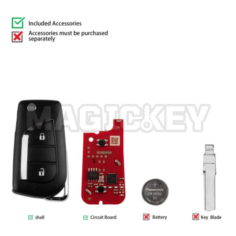Xhorse XKTO21EN 2nd Generation Wire Remote Key for Toyota 2 Buttons