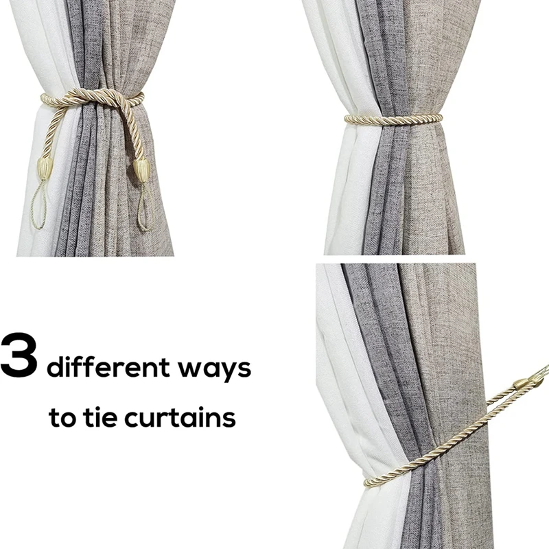 Curtain Tiebacks Ropes Metal 4 Pack Curtain Holdbacks With 4 Metal Screw Hooks Beige