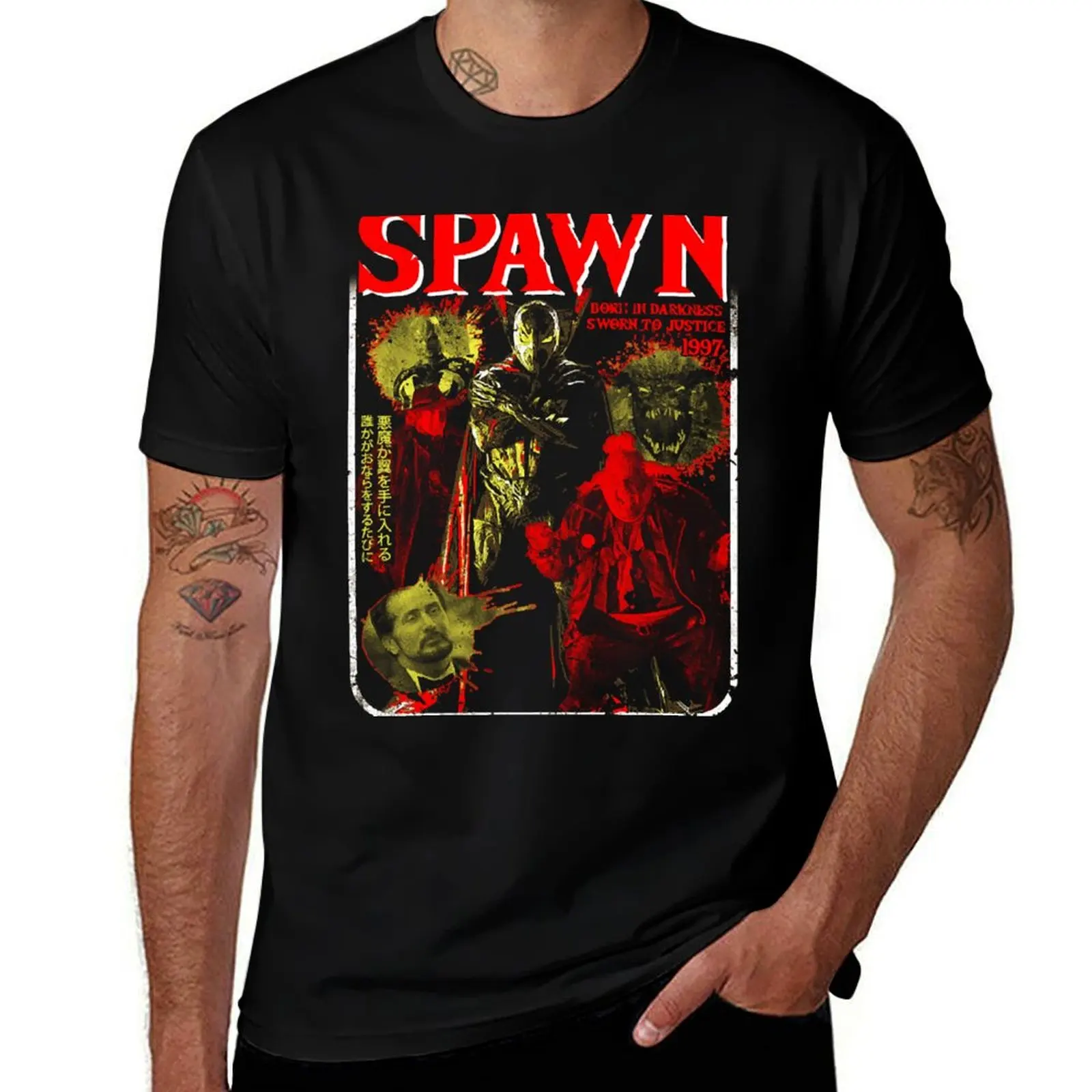 

Spawn - Born In Darkness T-Shirt funny gifts clothes fashion shirts heavy weight t shirts for men