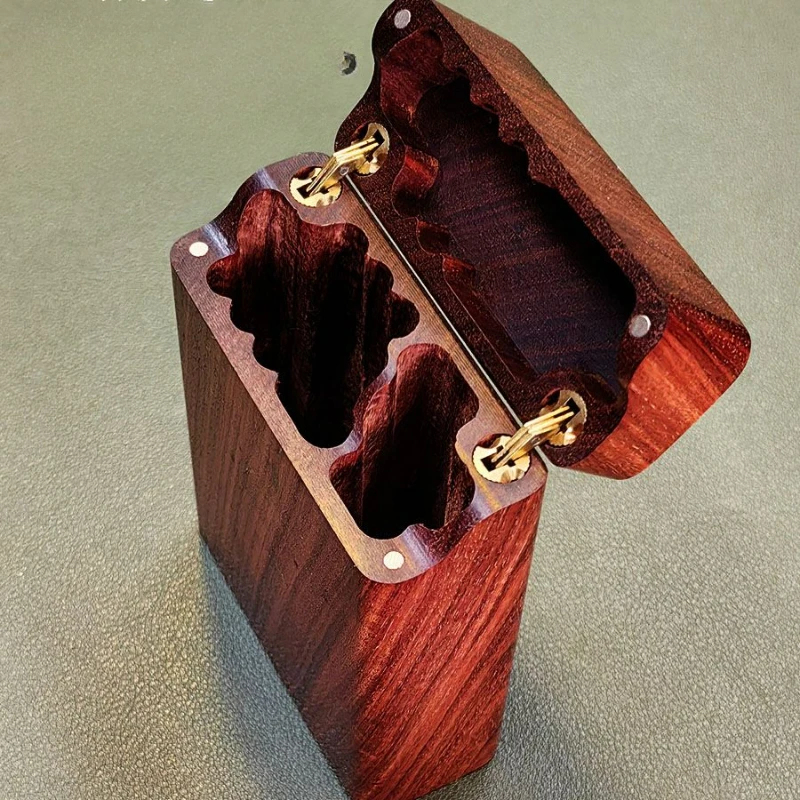 Flip Cover Hollowed-out Solid Wood Mukula 20 Pcs Thick Large Support a Piece of Wood Smoking Box