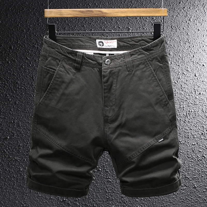 

Y2K Fashion New Black High Quality Men's Denim Shorts Washed Nostalgic Stretch Slimming Designer High Street Hip Hop Brand Splic