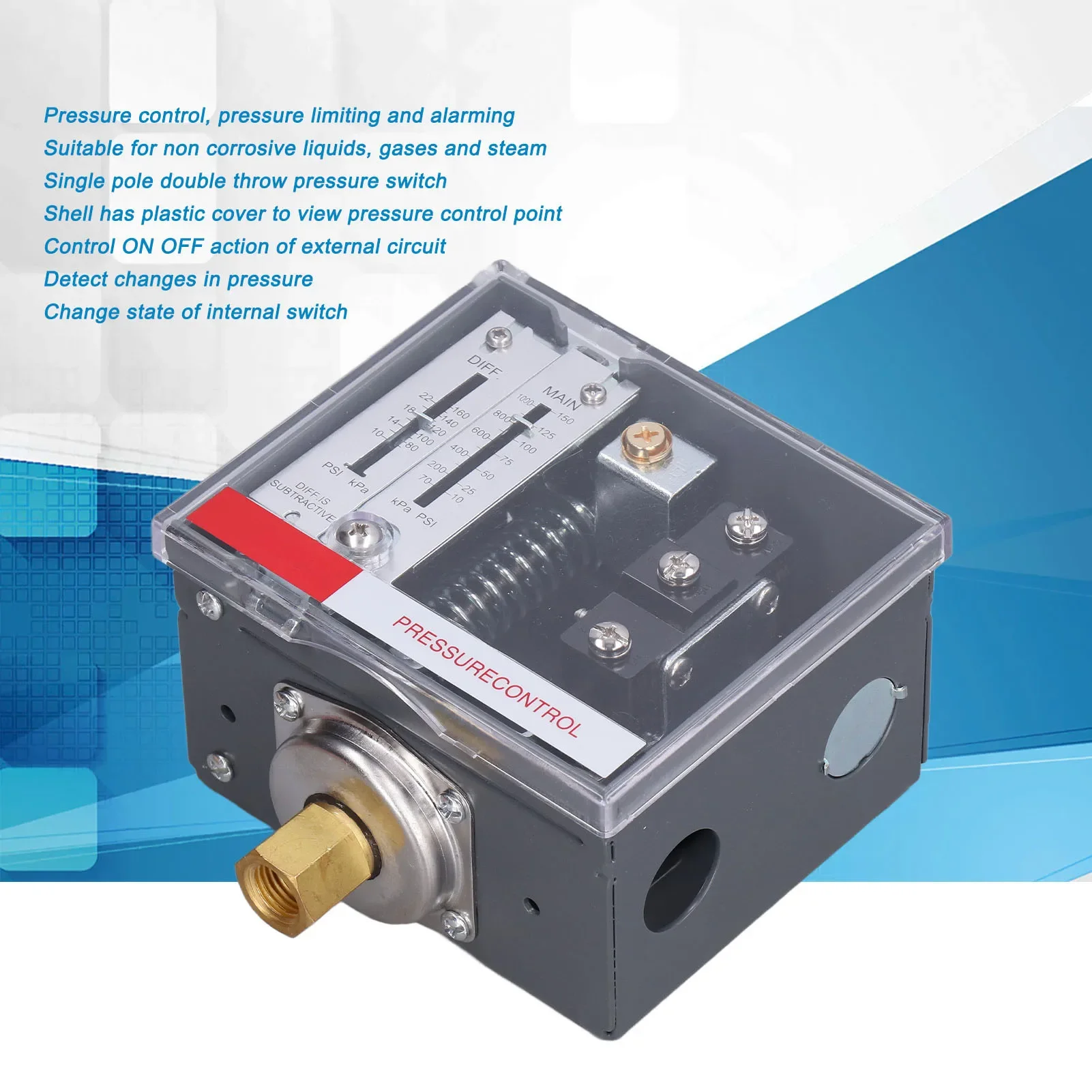 

Pressure Control Pressure Controller Control for Boiler Water Tower 225psi NPT1/4‑18 SPDT LF56 Transmitter