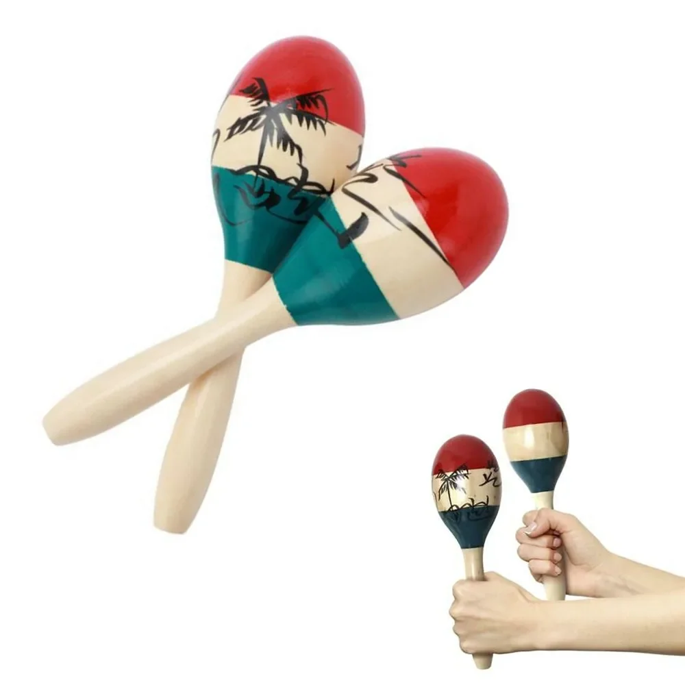 

Durable High Quality Hot New Practical Maracas Percussion Wooden 2pcs Adult Colourful Dinner Ethnic Hand Musical