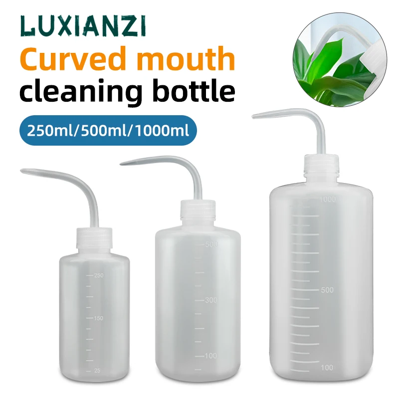 LUXIANZI 250/500/1000ml Plastic Squeeze Watering Bottle With Scale Curved Nozzle Kettle For Lens Cleaning Plants Irrigation Tool