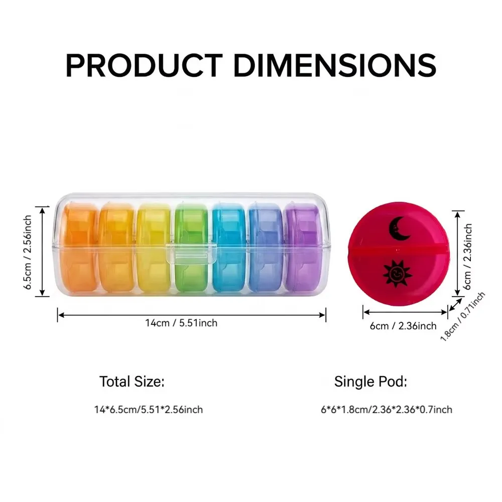7-Day Weekly Pill Organizer: 2 Daily Compartments, AM/PM Split, Easy Open & Double Protection