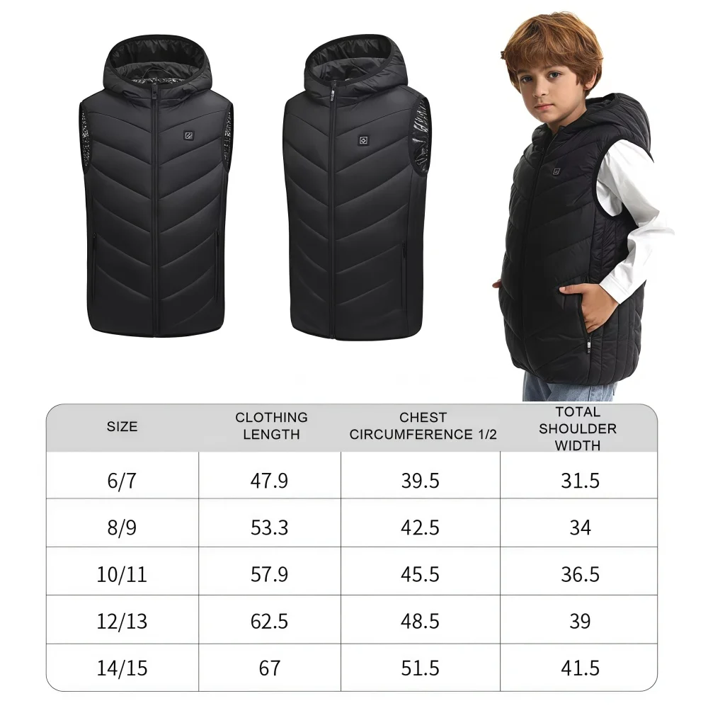10-Zonen-Heizweste, elektrisch beheizte Jacken, Kinder, USB-Innenwärmeweste, Weste für Camping, thermische Winter-warme Jacke für Kinder – Detail 1