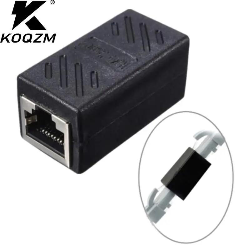 RJ45 Network Female Adapter Black Female To Female Connector Coupler Extender RJ 45 Ethernet Cable Extension Converter