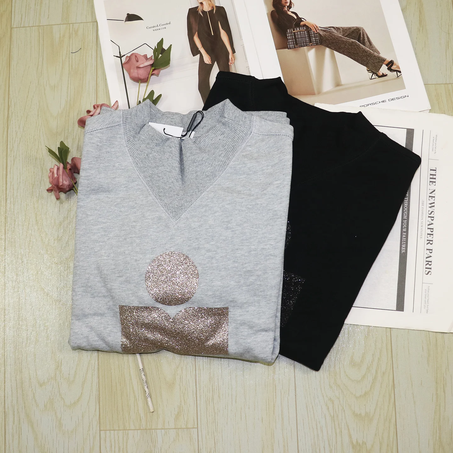 

Women's Casual Cotton Sweatirt f High Collar Printed Pure Cotton Fce Long Sve Street Sle Autumn Wear