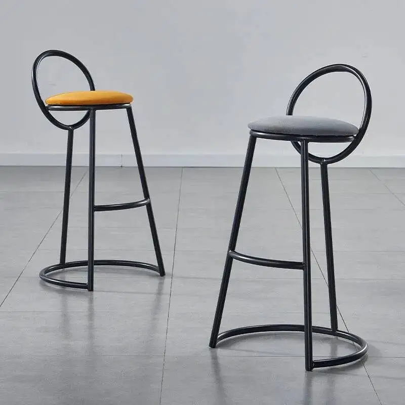 Barra de luz de recepción, taburete de lujo con diseño frontal, barra de hierro, sillas nórdicas, muebles, escritorio para el hogar, cocina, silla alta, bolsa suave, silla trasera