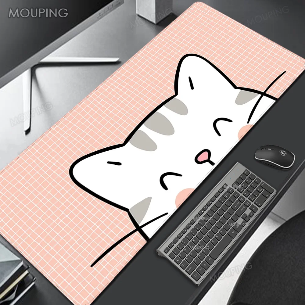 Alfombrilla de ratón para ordenador portátil Kawaii anime cats, alfombrilla de escritorio extendida XXL, alfombrilla de ratón rosa de alta calidad para gaming