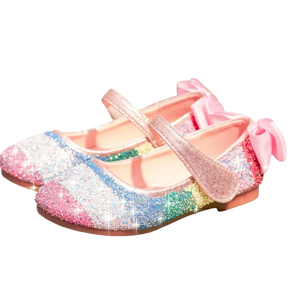 

Girls Slip on Ballerina Flats Kids Dance Flats Baby Glitter Princess Flower Mary Jane Shoes Children Bridesmaids Heel Pump Shoes