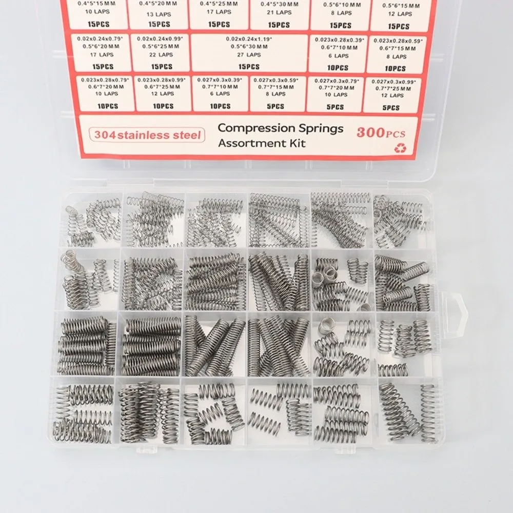 300PCS/box Tension Spring Compression Spring Assortment Kit 304 Stainless Steel with 23 Sizes Small Springs DIY Tools Hardware