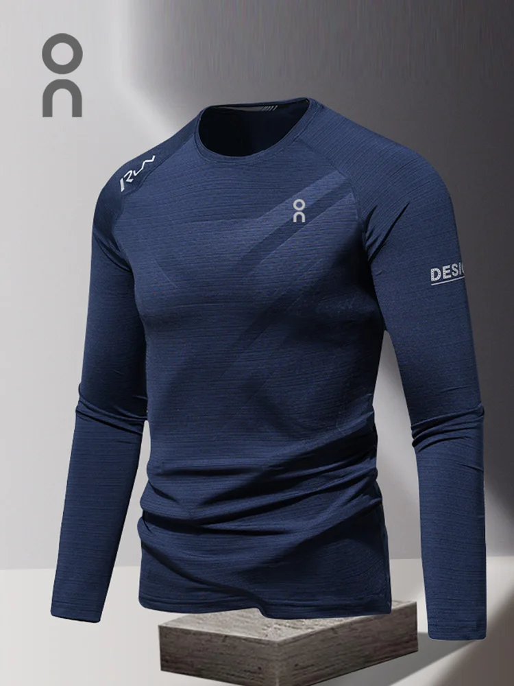 

Мужская тонкая спортивная футболка с длинным рукавом и круглым вырезом, быстросохнущая, эластичная, для бега, дышащая, для весны и осени