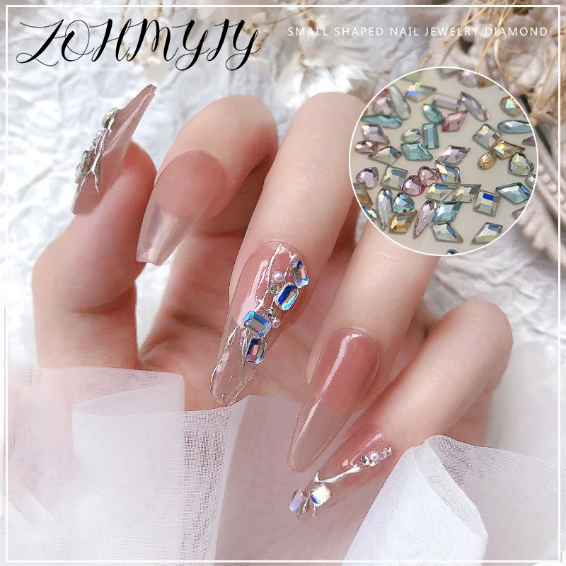 50PCS Sparkle Mini Glass Chamfered Flat Back Diamonds Nail Art Rhinestones Decorations Manicure Ornaments