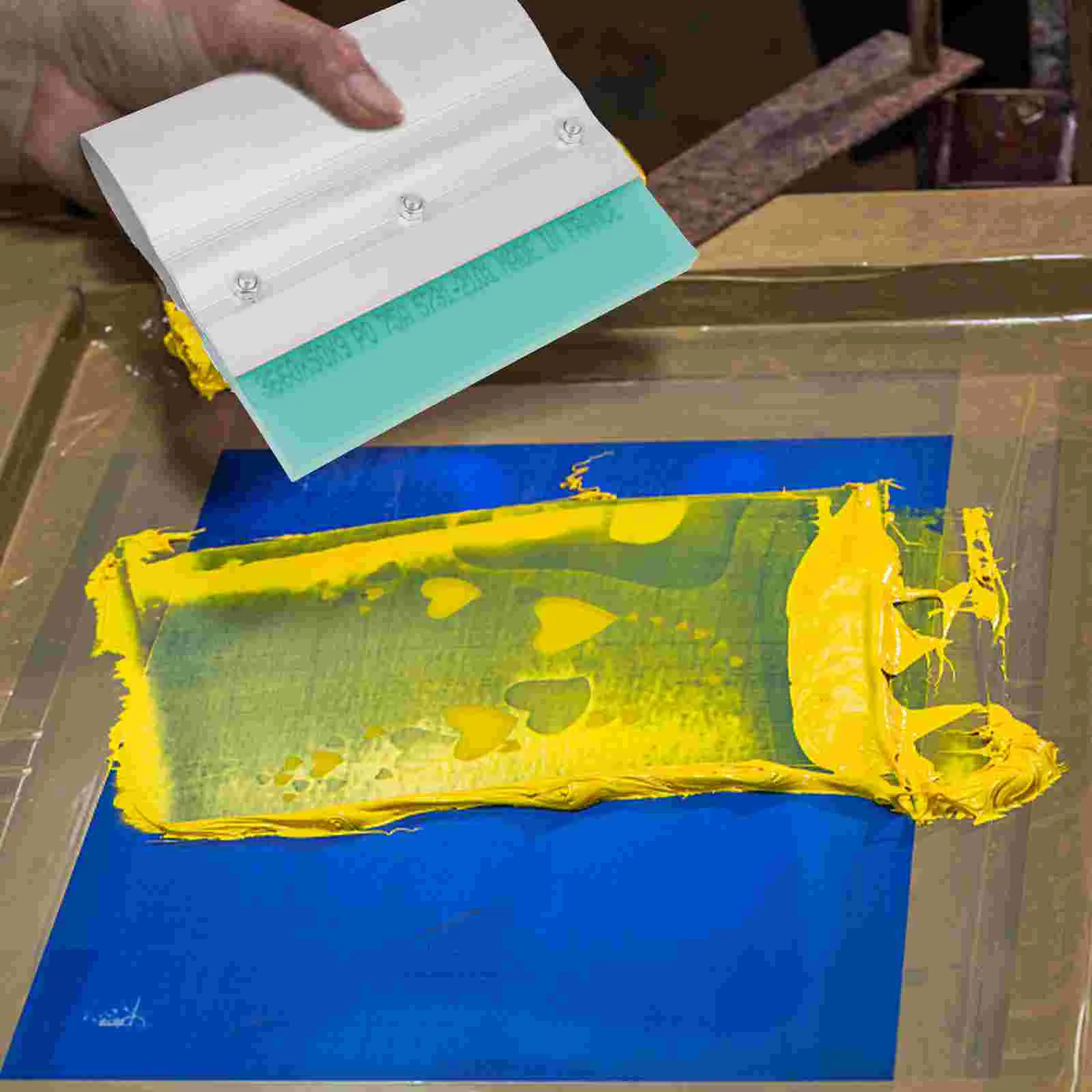 2 Pcs Screen Printing Scraper Scraping Plates Ink Silk Durable Aluminium Handle Rubber Blade Supply
