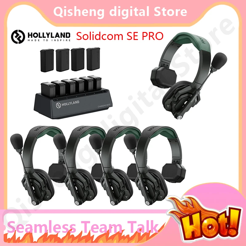Hollyland Solidcom Se Pro الإصدار العالمي سماعة رأس لاسلكية عن بعد سلس فريق الحديث 2.4 جيجا هرتز إلغاء الضوضاء مقاومة الماء