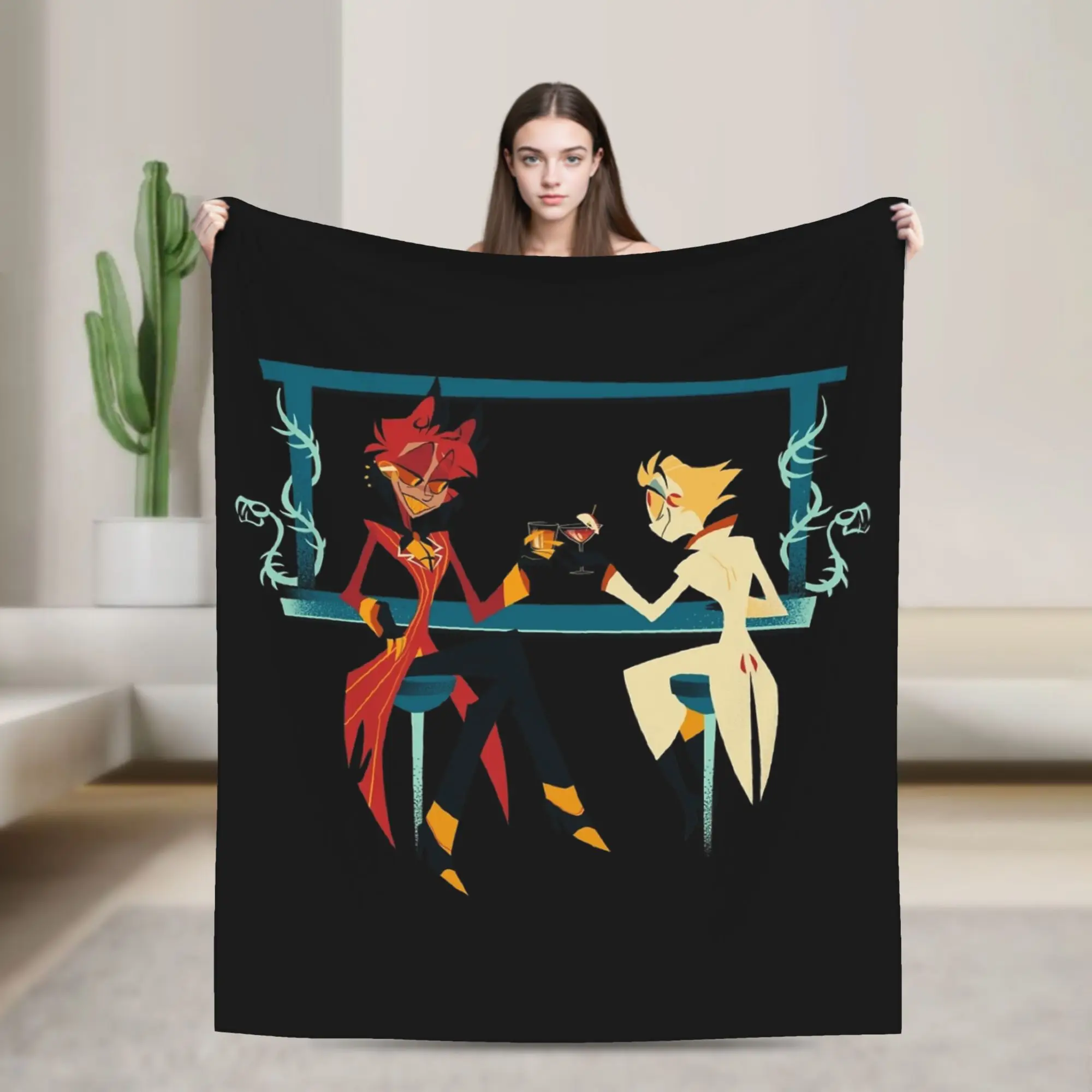 Alastor & Lucifer cheers Hazbins Hotels Blankets Velvet Printed  Breathable Super Warm Throw Blanket for Home Office Bedspreads