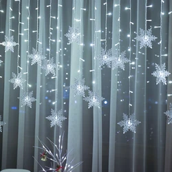 Christmas Snowflakes LED String Lights Flashing Fairy Curtain Lights Waterproof For Holiday Party Wedding Xmas Decoration