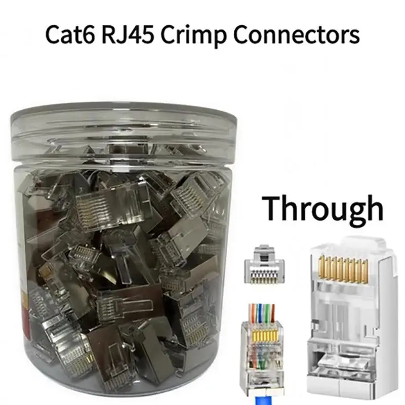 100PCS Cat6 UTP FTP Ethernet Cable Network Plug End Modular Connector Secure Fit For Data Room Telecommunication