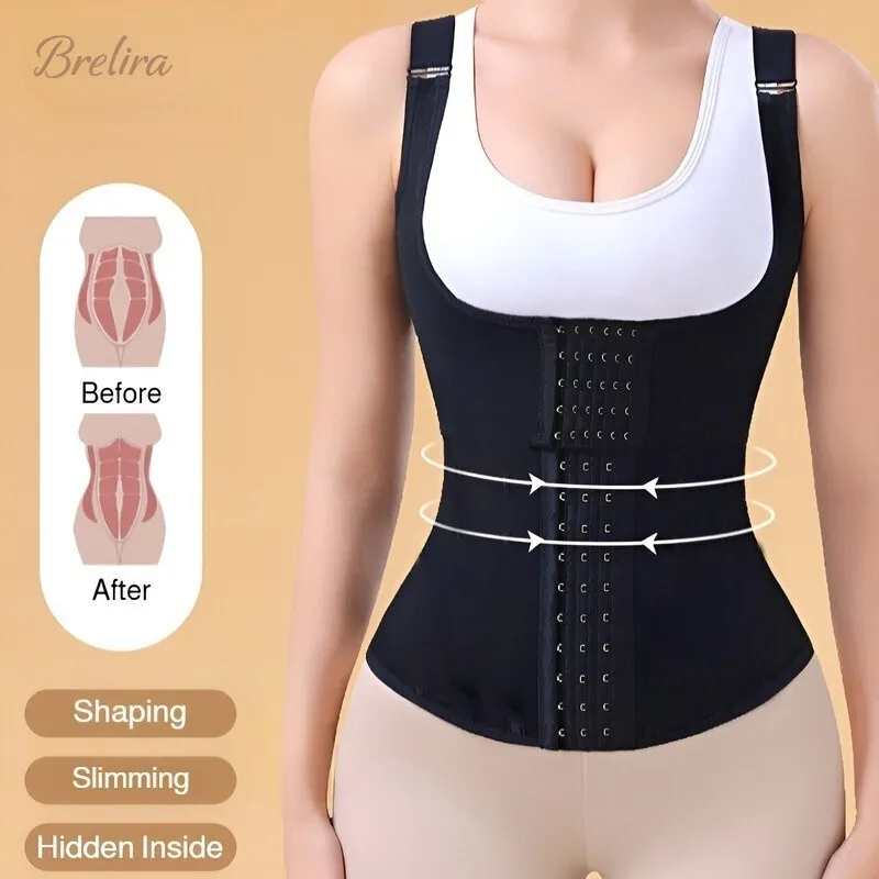 Brelira Waist Trainer Vest Slimming Corset For Weight Loss Body Shaper Sauna Suit Compression Shirt Belly Girdle Tops Shapewear