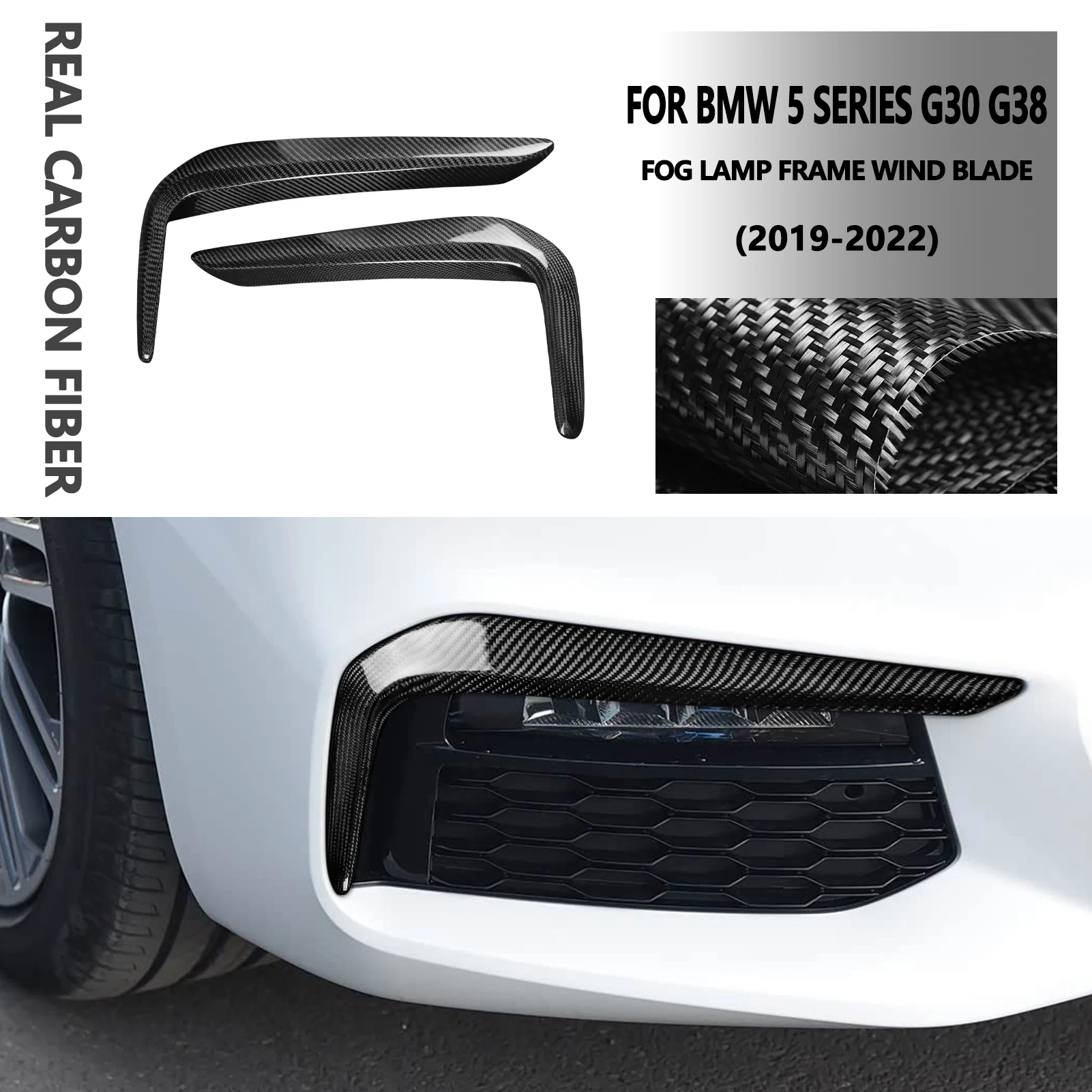 

For BMW 5 Series G30, G38 2018 2019 2020 2021 525 528 530M Sport Carbon Fiber Front Fog Lights Light Brows Automotive Accessorie