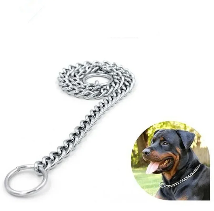 1Pc Adjustable Stainless Steel Chain Dog Collar Double Row Chrome Plated Choke Training Show Collar  Safety Control Dog Supplies