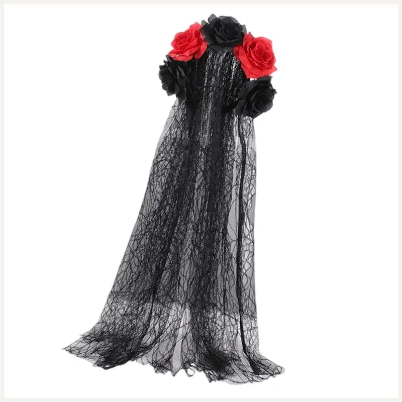 Jour des fleurs Deads Florals Dia los Muerto Costume Halloween Flower Headpiece Rose Florals couronnes Veils pour femmes
