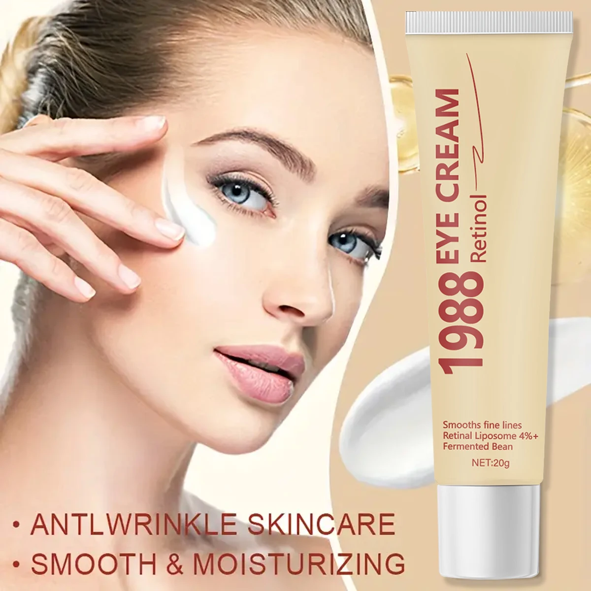 Crema contorno occhi al retinolo 1988 con liposomo retinale al 4% e fagioli fermentati - Leviga le linee sottili per una pelle elastica e liscia