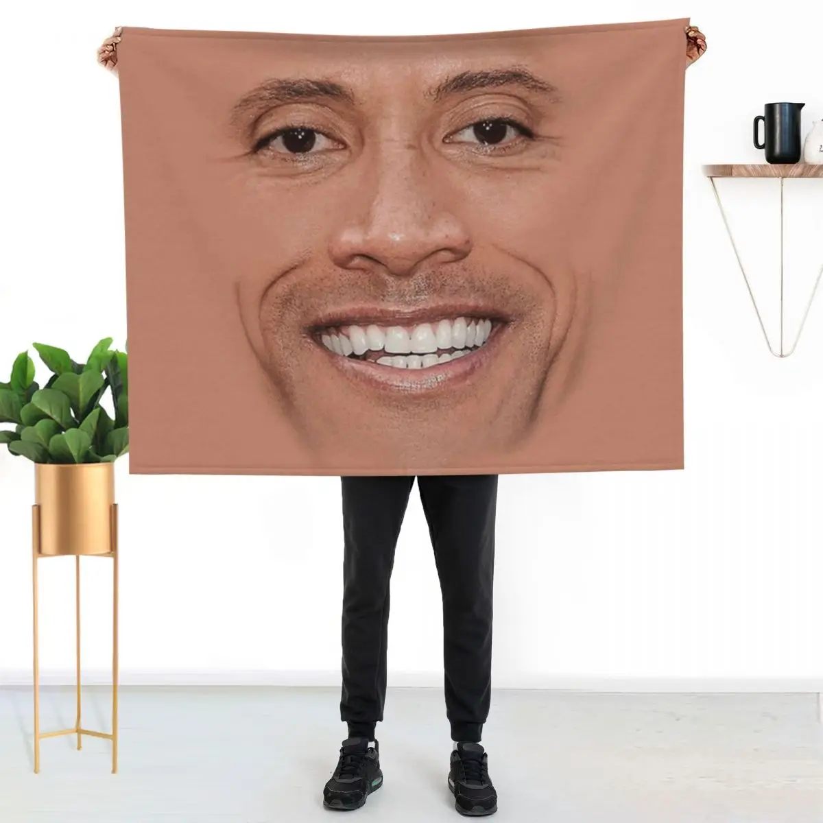 The Rock Face Throw Blanket Faux Fur Soft Warm Blanket for Bed