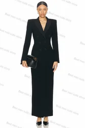 Long Black Women Suit Skirt 1 Piece Blazer Cotton Formal Office Lady Jacket Double Breasted Fall Wedding Tuxedo Prom Dress Coat