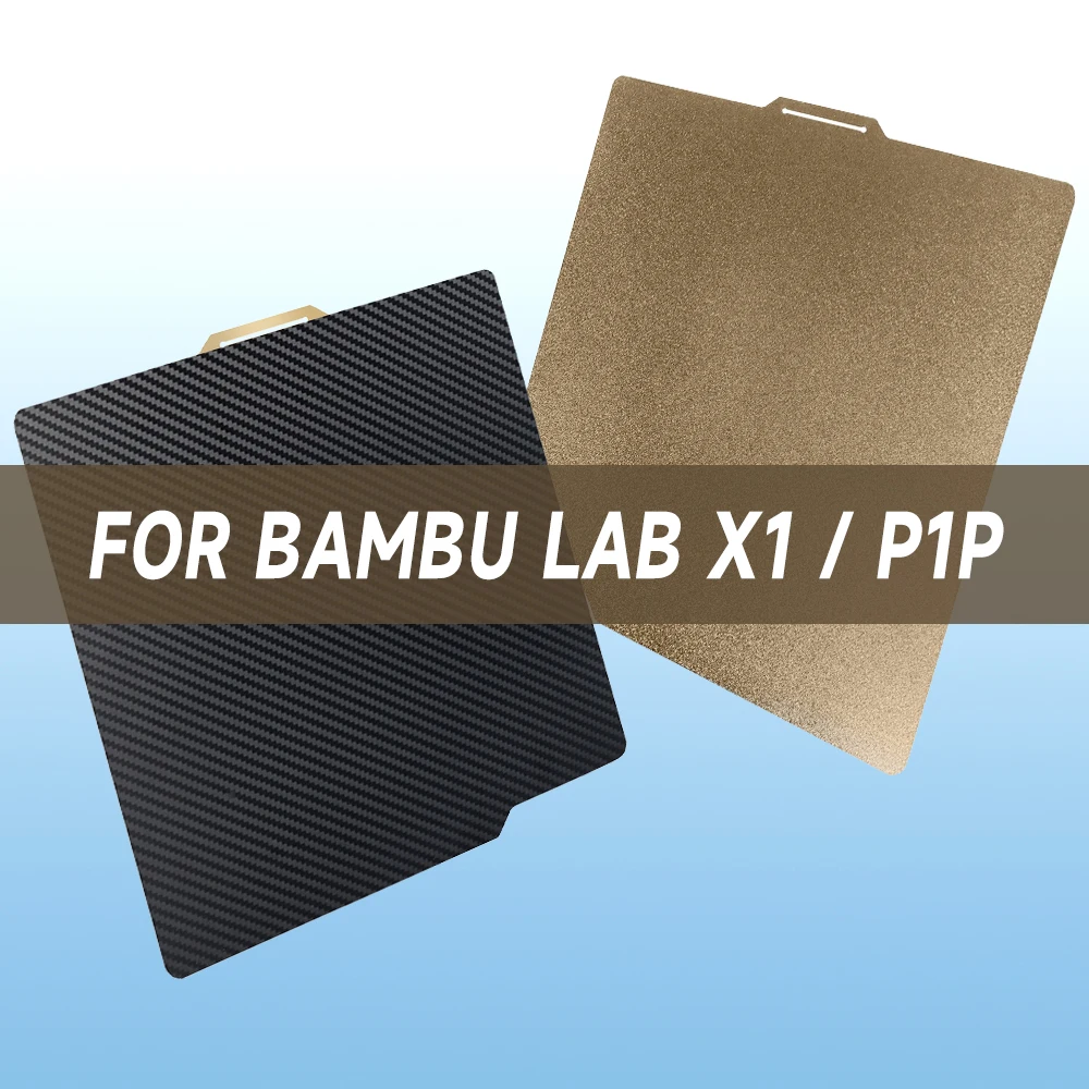 For Bambu lab x1 Build Plate PEI PET 257x257mm Bed Upgrade Doubel Sided Printing PET Carbon Fiber+Texture PEI  For Lab P1P