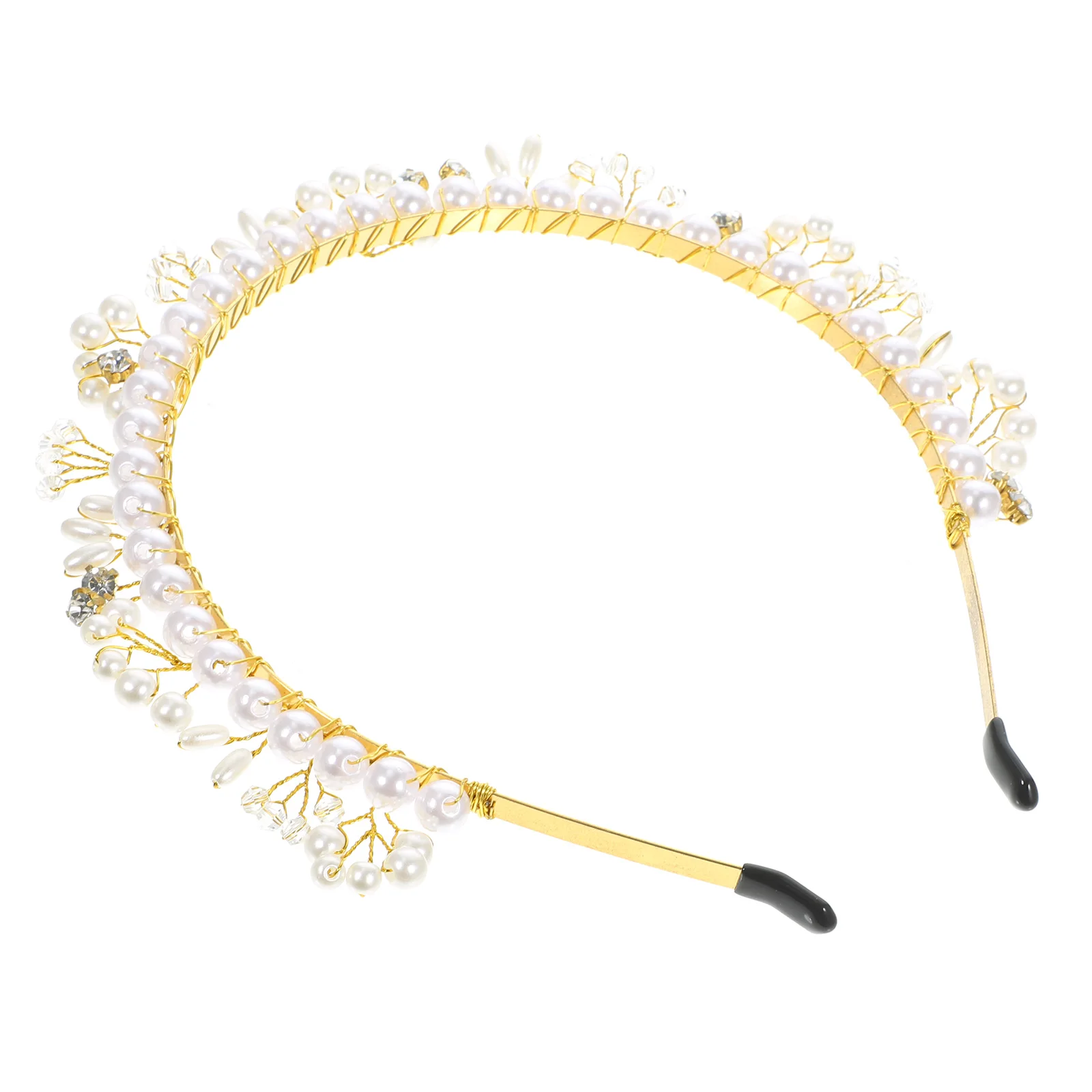 

Rhinestone Pearl Headb for Women Girls Bridal Hair Accessories Gold Flower Design WaterHairb s Wedding Party Prom