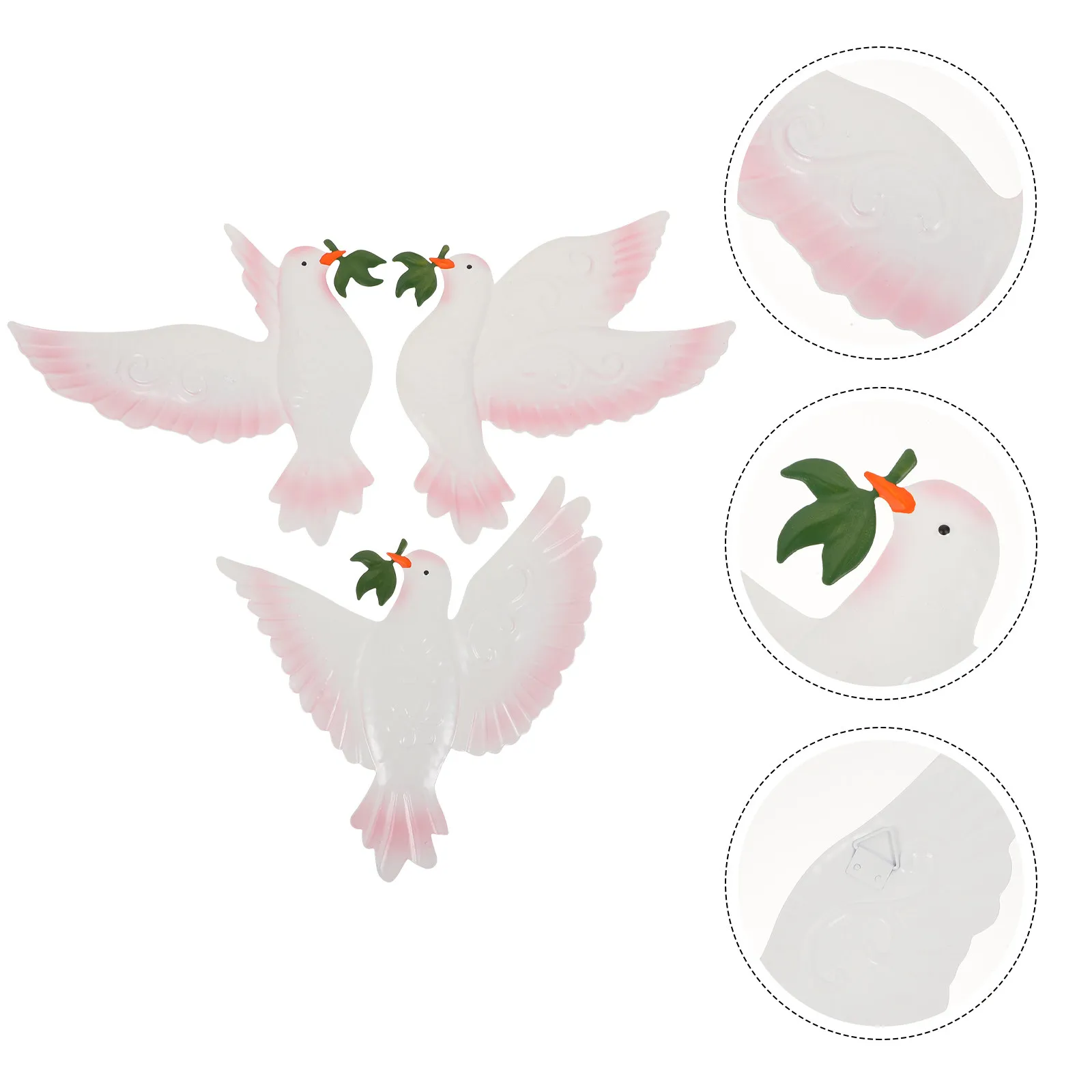3Pcs Dove Pendants Iron Birds Wall Decorations Household Decorations Simple Iron Hangers Housewarming Gift Bright Color Finish